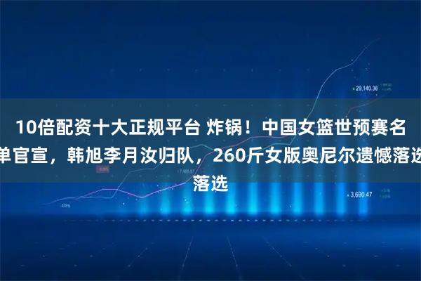 10倍配资十大正规平台 炸锅！中国女篮世预赛名单官宣，韩旭李月汝归队，260斤女版奥尼尔遗憾落选